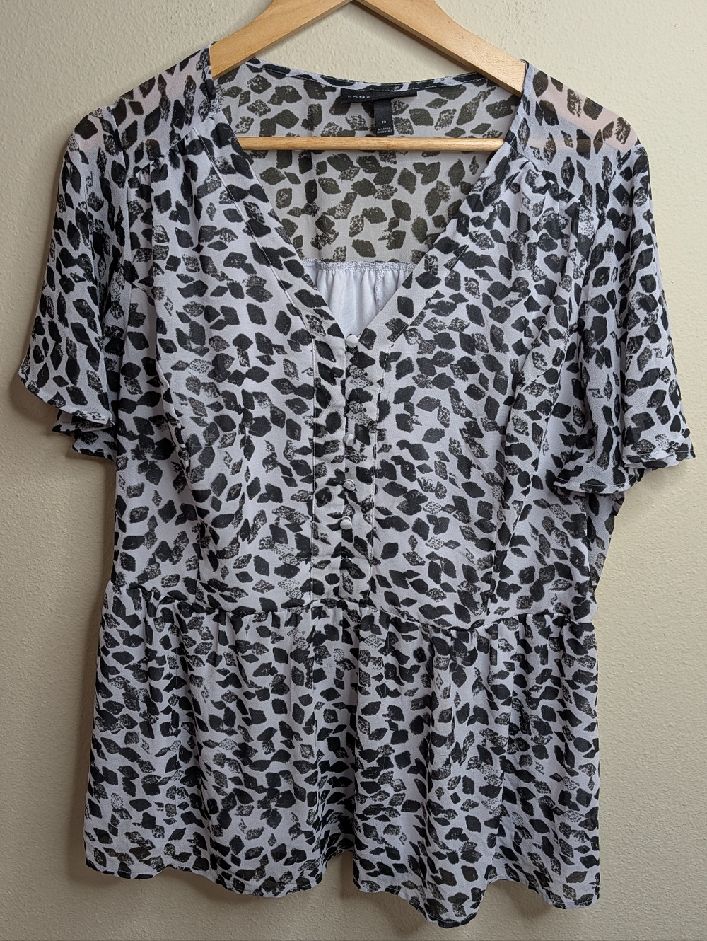 Lane Bryant Leopard Print Peplum Blouse | Size 18 | Black & White